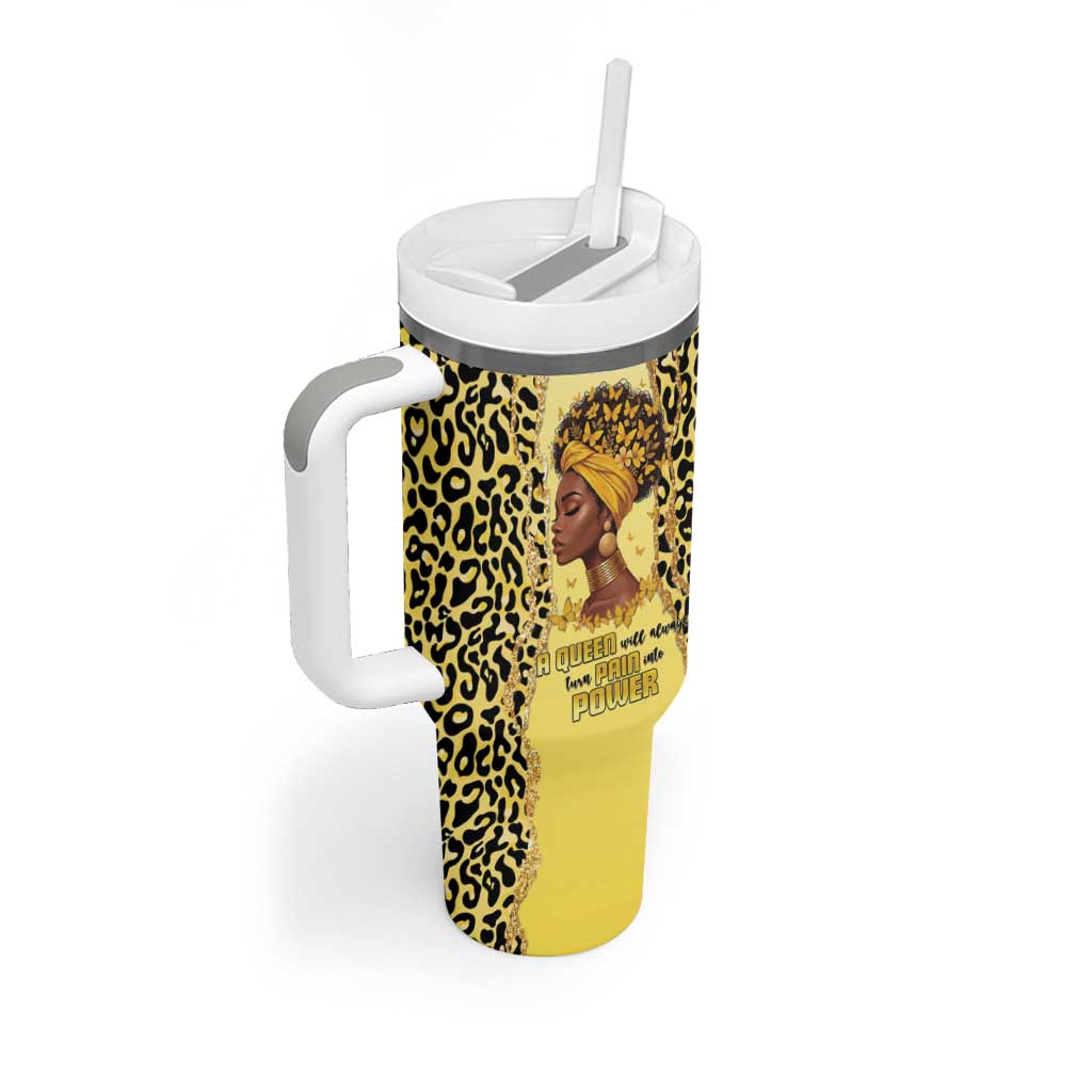 Black Her Story Tumbler With Handle A Queen Turns Pain Into Power - Wonder Print Shop