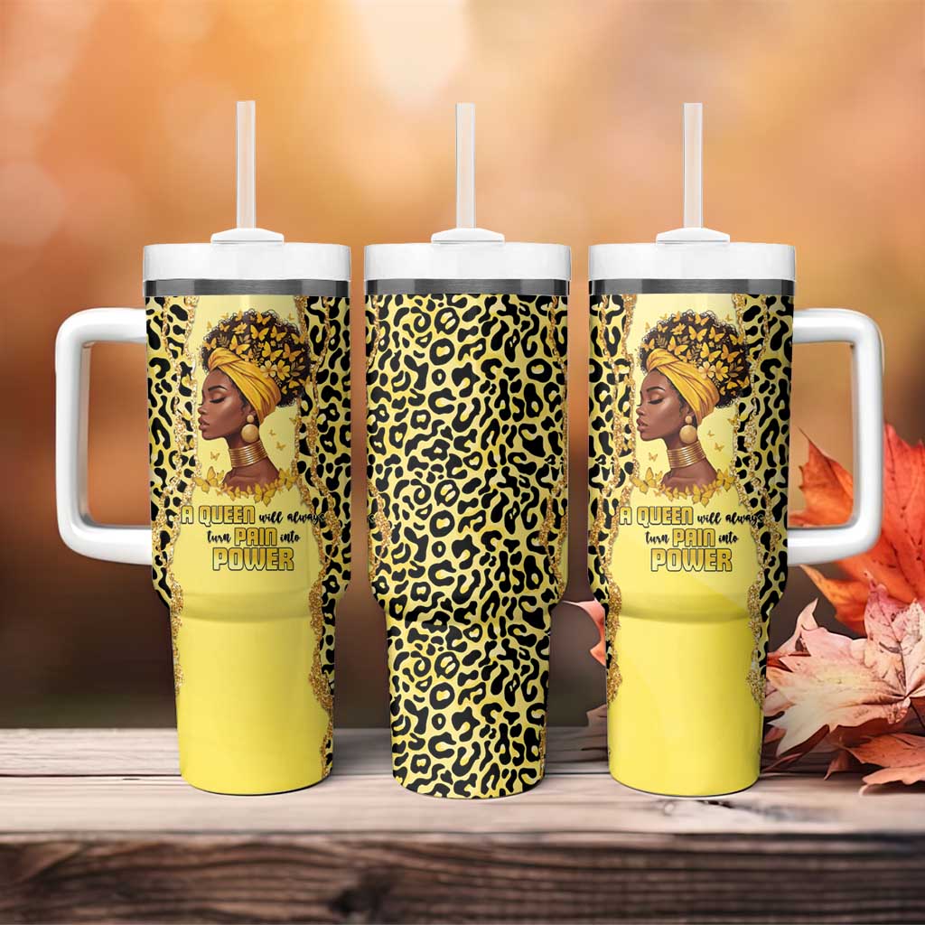Black Her Story Tumbler With Handle A Queen Turns Pain Into Power - Wonder Print Shop