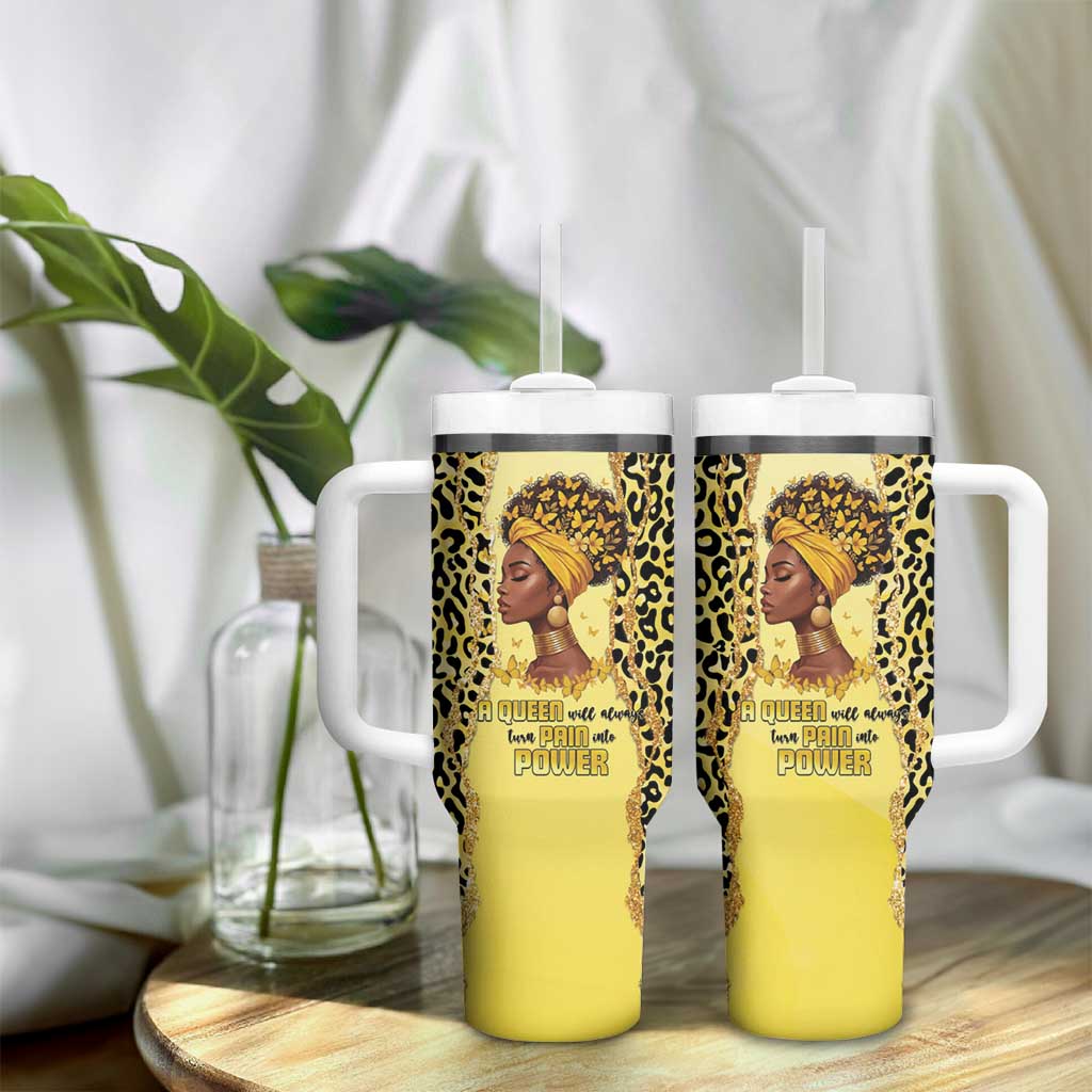 Black Her Story Tumbler With Handle A Queen Turns Pain Into Power - Wonder Print Shop