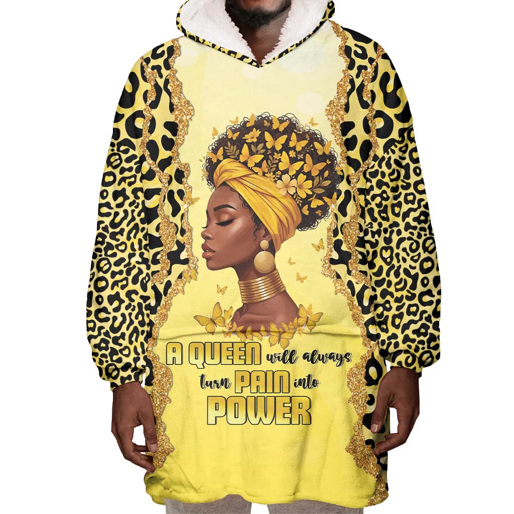 Black Her Story Wearable Blanket Hoodie A Queen Turns Pain Into Power - Wonder Print Shop