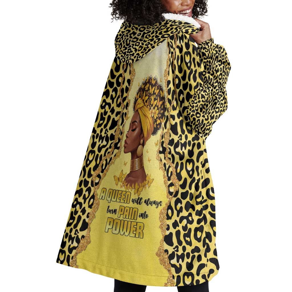 Black Her Story Wearable Blanket Hoodie A Queen Turns Pain Into Power - Wonder Print Shop