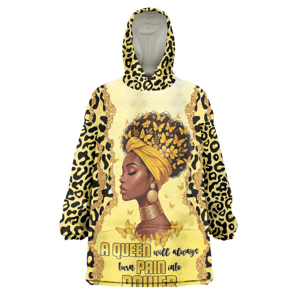 Black Her Story Wearable Blanket Hoodie A Queen Turns Pain Into Power - Wonder Print Shop