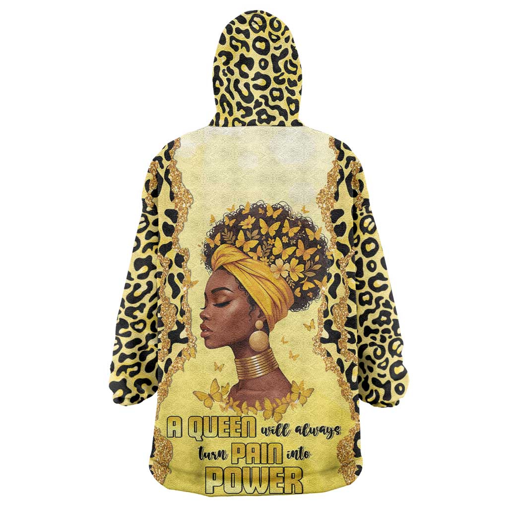 Black Her Story Wearable Blanket Hoodie A Queen Turns Pain Into Power - Wonder Print Shop
