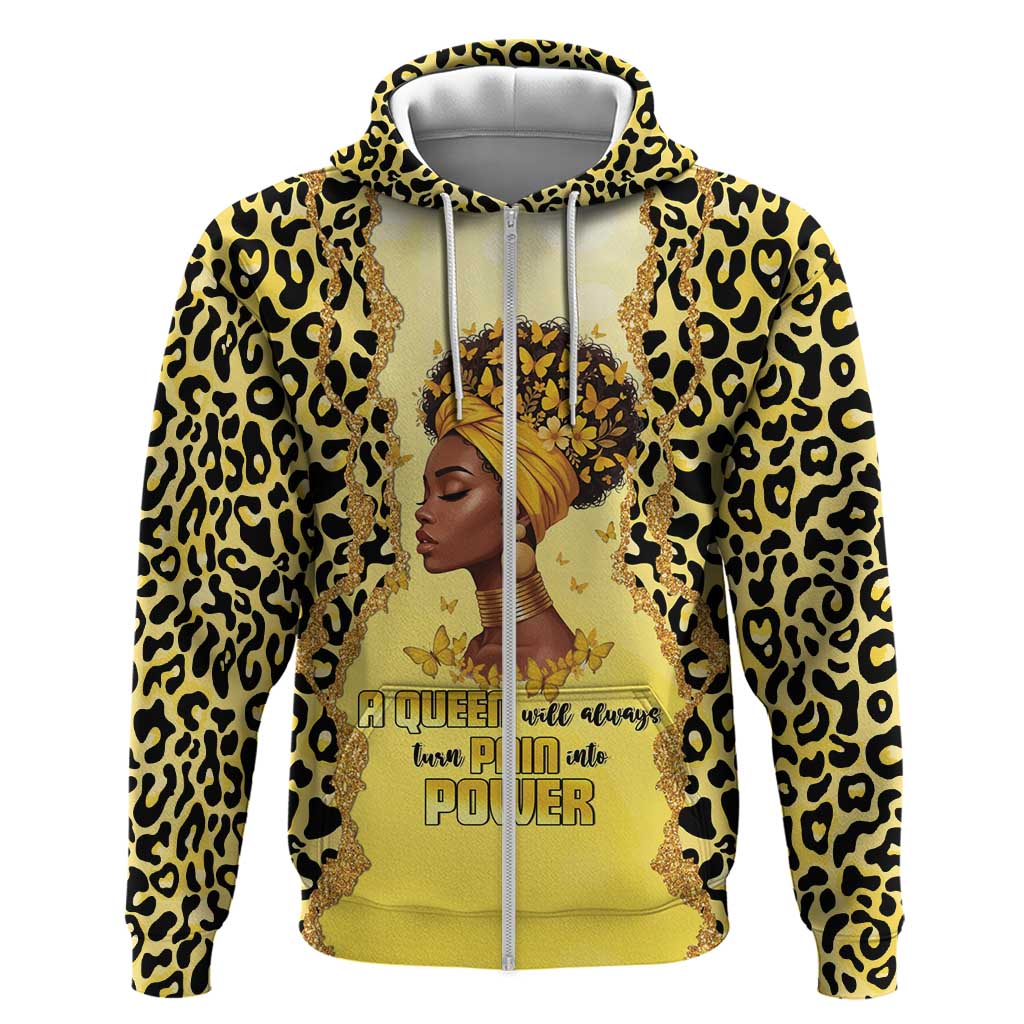 Black Her Story Zip Hoodie A Queen Turns Pain Into Power - Wonder Print Shop