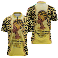 Black Her Story Zipper Polo Shirt A Queen Turns Pain Into Power - Wonder Print Shop