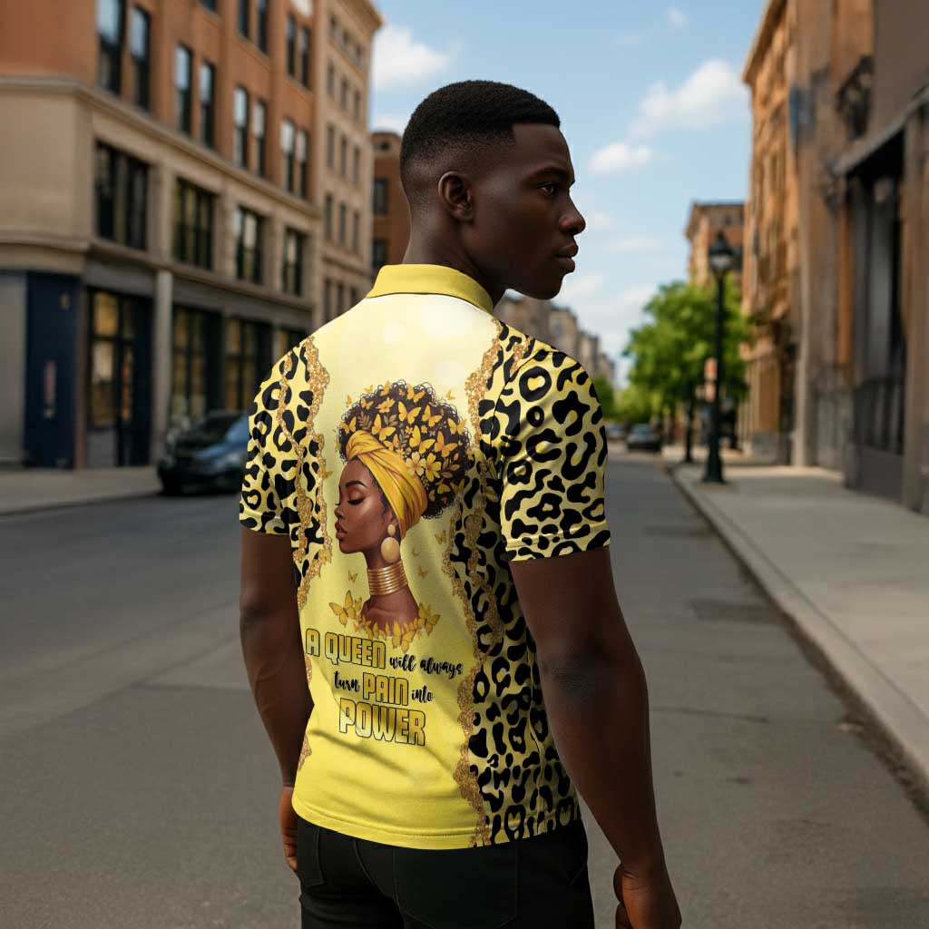 Black Her Story Zipper Polo Shirt A Queen Turns Pain Into Power - Wonder Print Shop