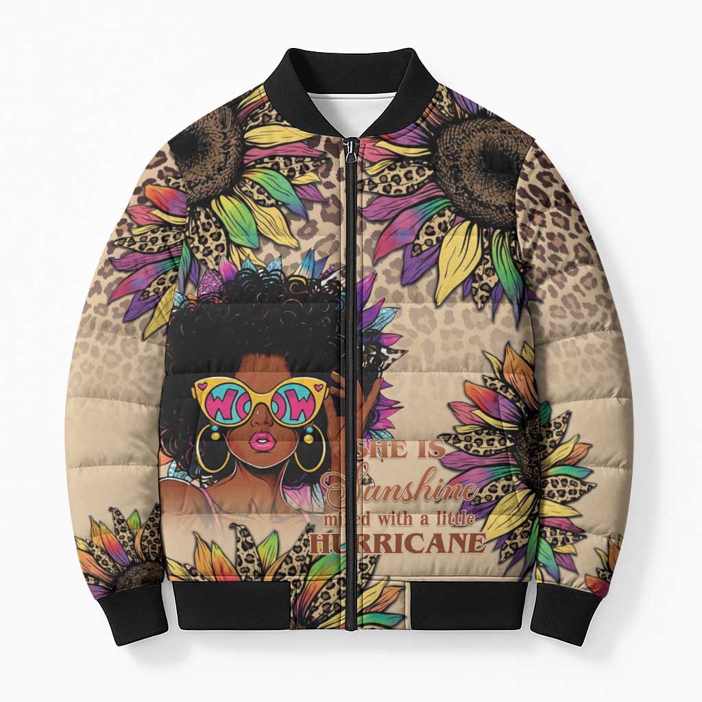 Black Her Story Sunshine Hurricane Bomber Puffer Jacket Empowered Black Woman - Wonder Print Shop