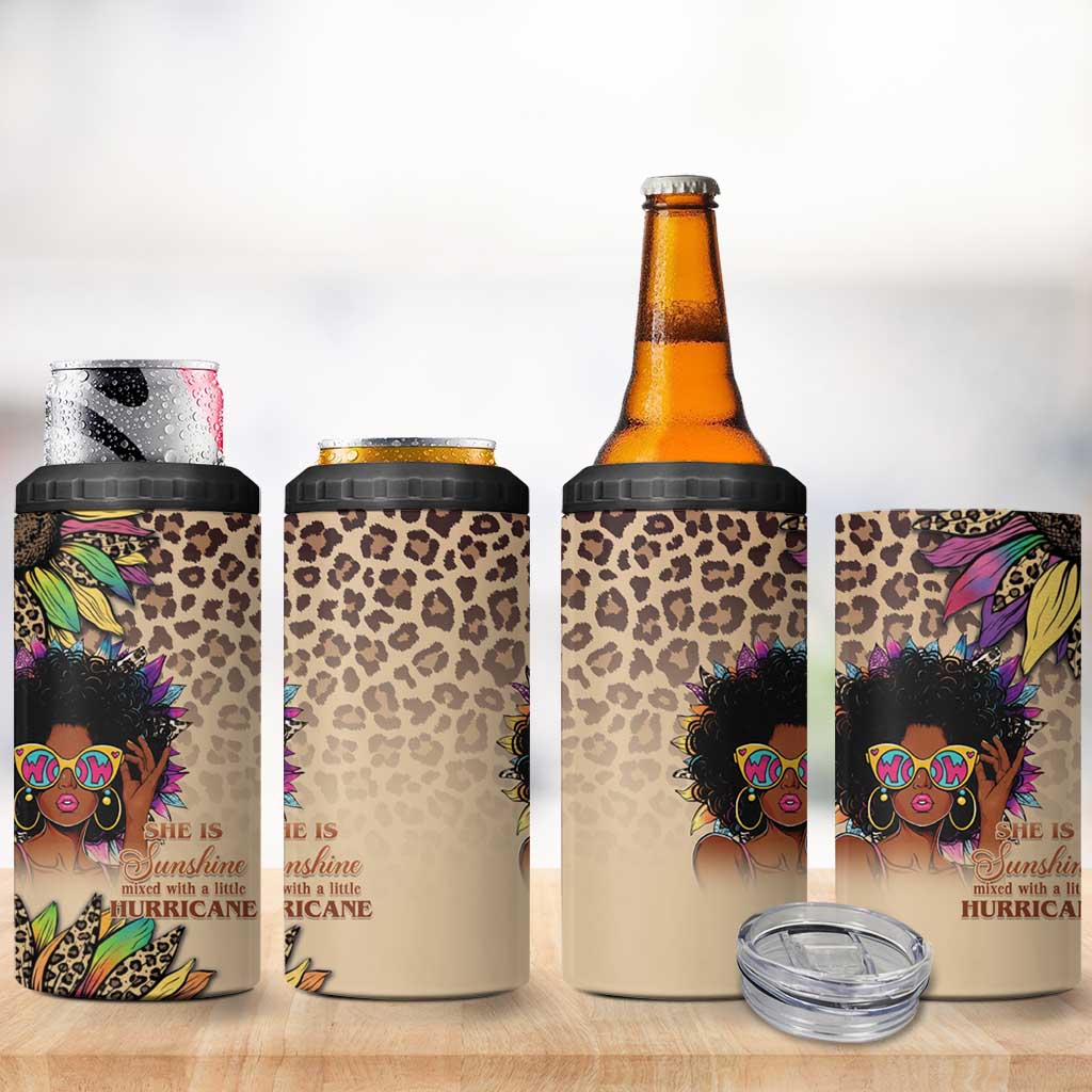 Black Her Story Sunshine Hurricane 4 in 1 Can Cooler Tumbler Empowered Black Woman - Wonder Print Shop