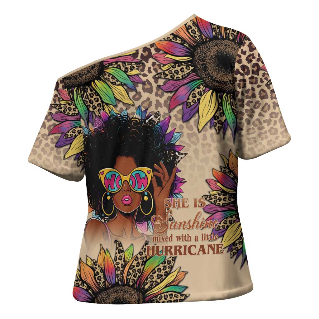 Black Her Story Sunshine Hurricane Cross Shoulder Shirt Empowered Black Woman - Wonder Print Shop