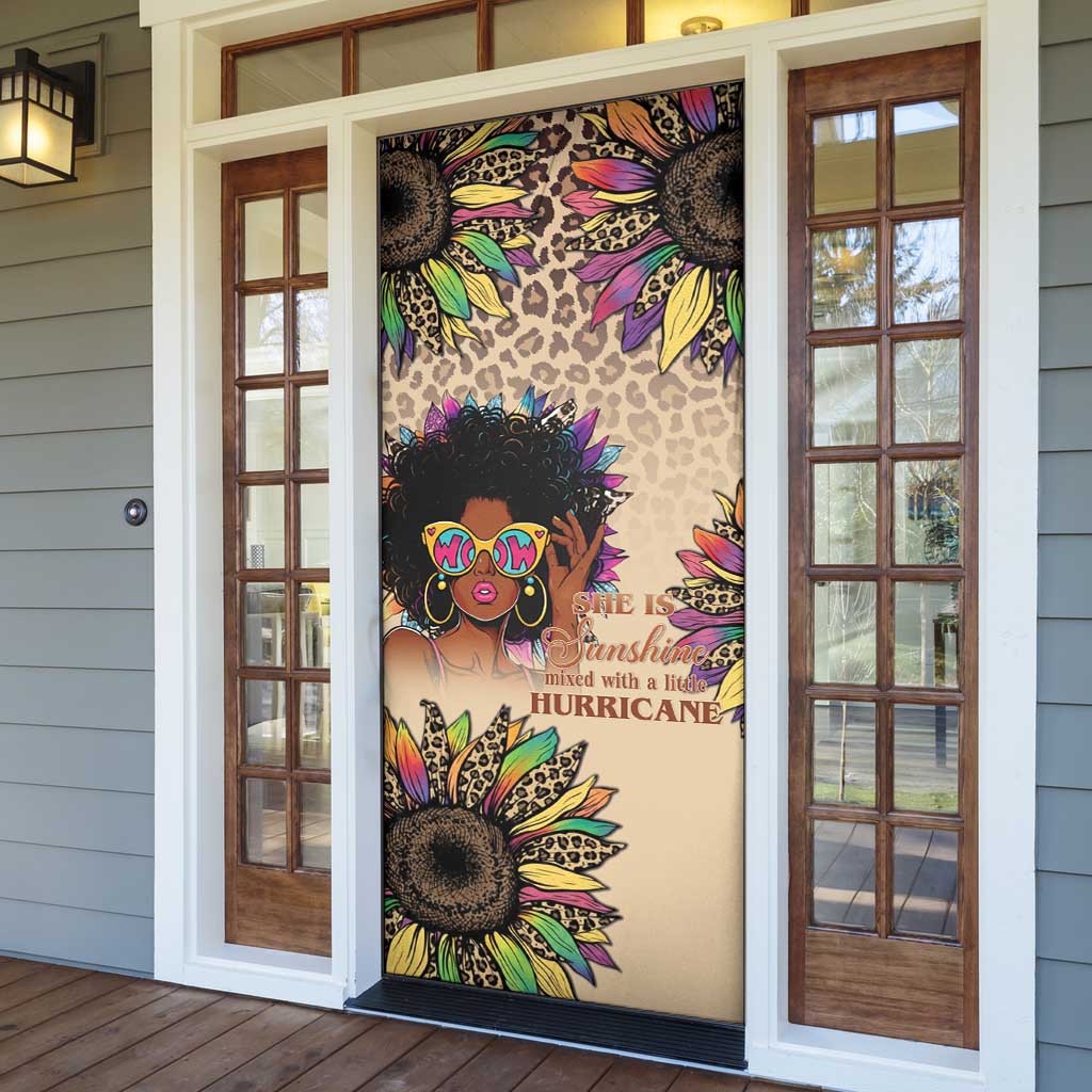Black Her Story Sunshine Hurricane Door Cover Empowered Black Woman - Wonder Print Shop