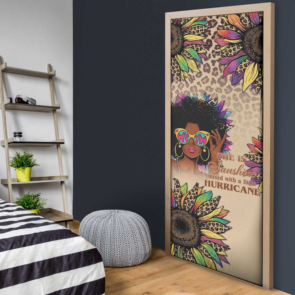 Black Her Story Sunshine Hurricane Door Cover Empowered Black Woman - Wonder Print Shop