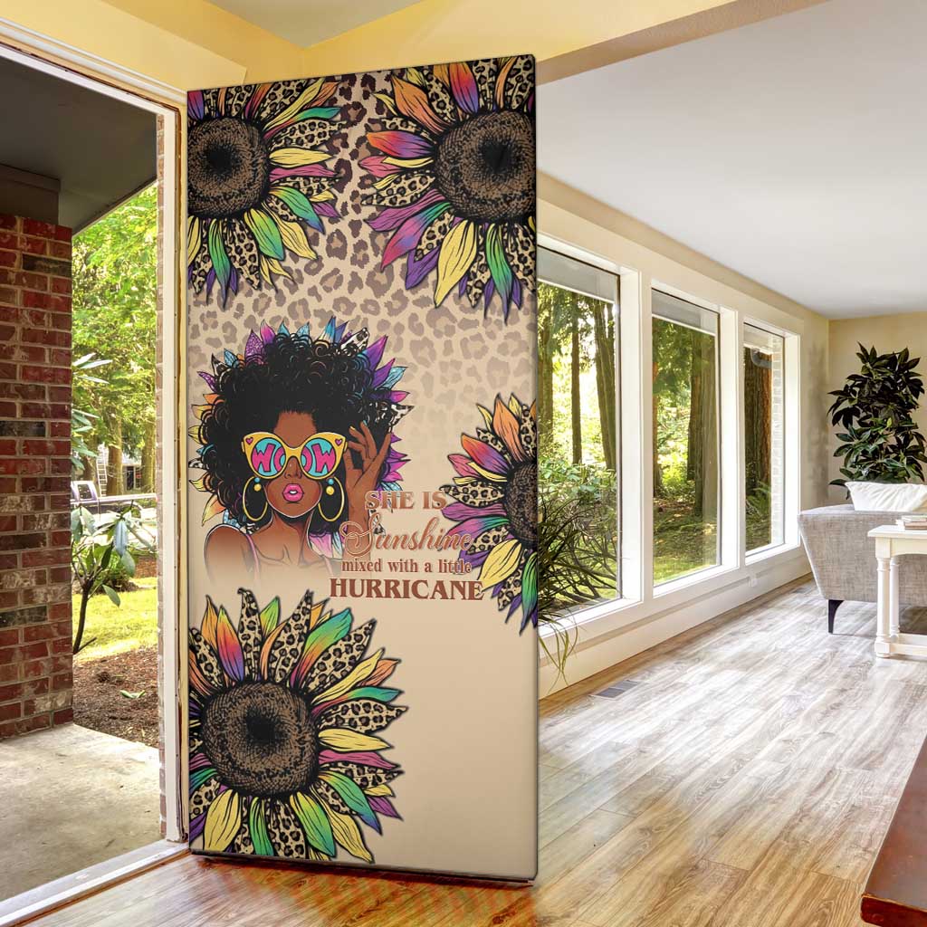 Black Her Story Sunshine Hurricane Door Cover Empowered Black Woman - Wonder Print Shop