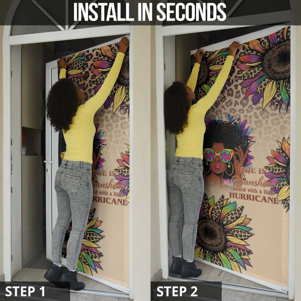 Black Her Story Sunshine Hurricane Door Cover Empowered Black Woman - Wonder Print Shop