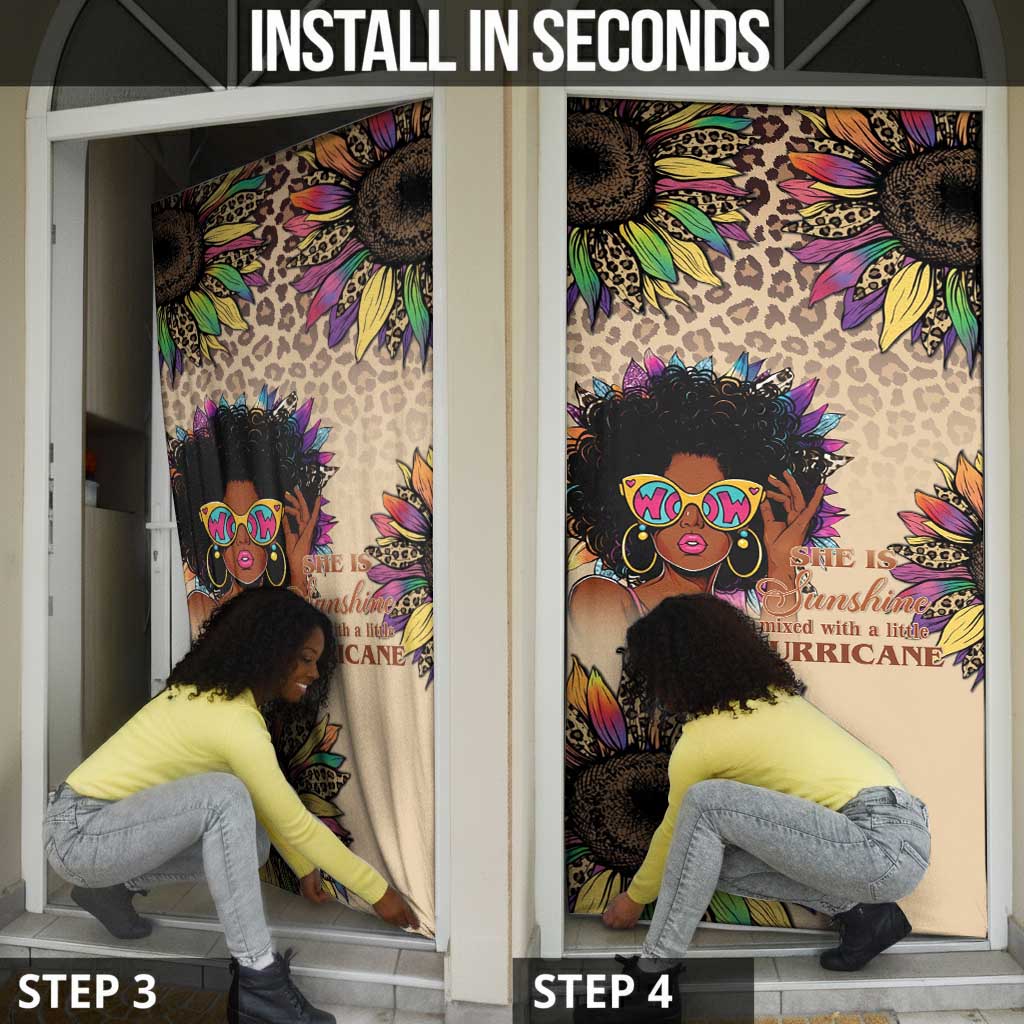 Black Her Story Sunshine Hurricane Door Cover Empowered Black Woman - Wonder Print Shop