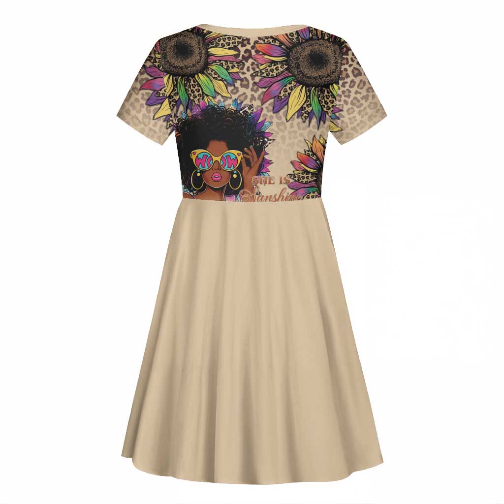 Black Her Story Sunshine Hurricane Kid Short Sleeve Dress Empowered Black Woman - Wonder Print Shop