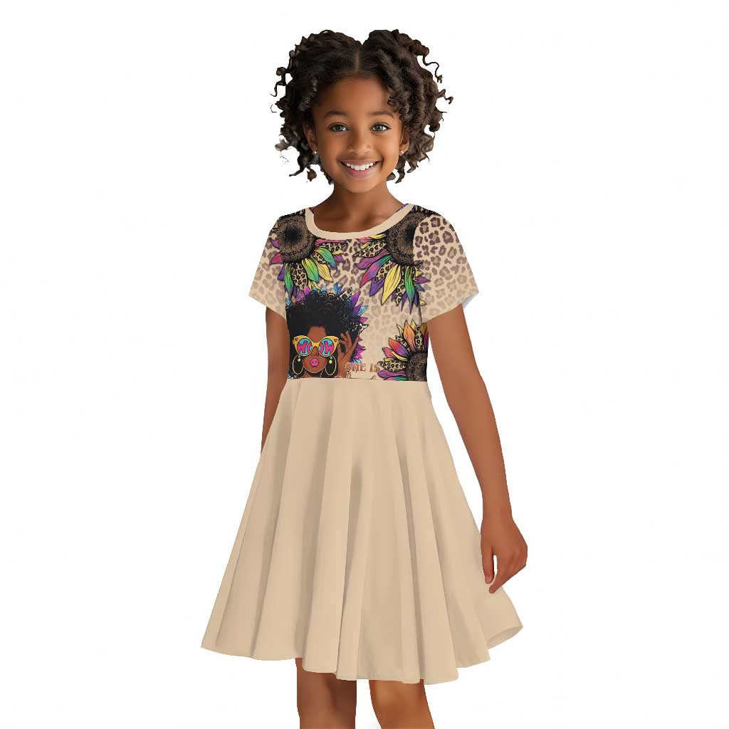 Black Her Story Sunshine Hurricane Kid Short Sleeve Dress Empowered Black Woman - Wonder Print Shop