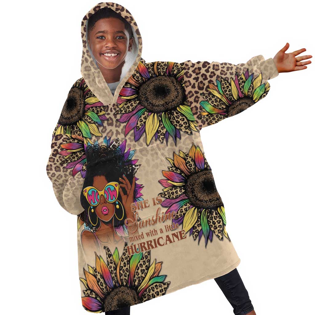Black Her Story Sunshine Hurricane Kid Wearable Blanket Hoodie Empowered Black Woman - Wonder Print Shop
