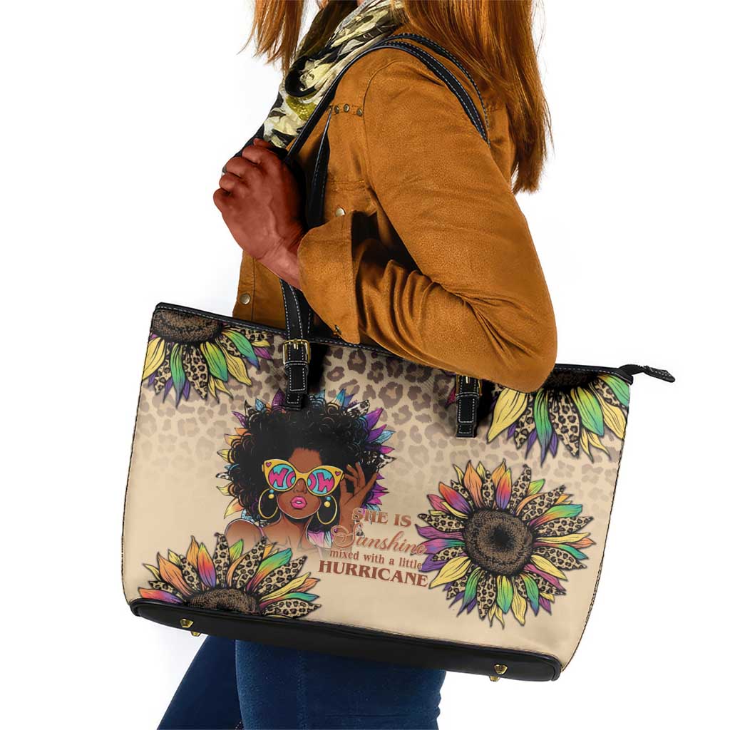Black Her Story Sunshine Hurricane Leather Tote Bag Empowered Black Woman - Wonder Print Shop