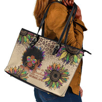 Black Her Story Sunshine Hurricane Leather Tote Bag Empowered Black Woman - Wonder Print Shop