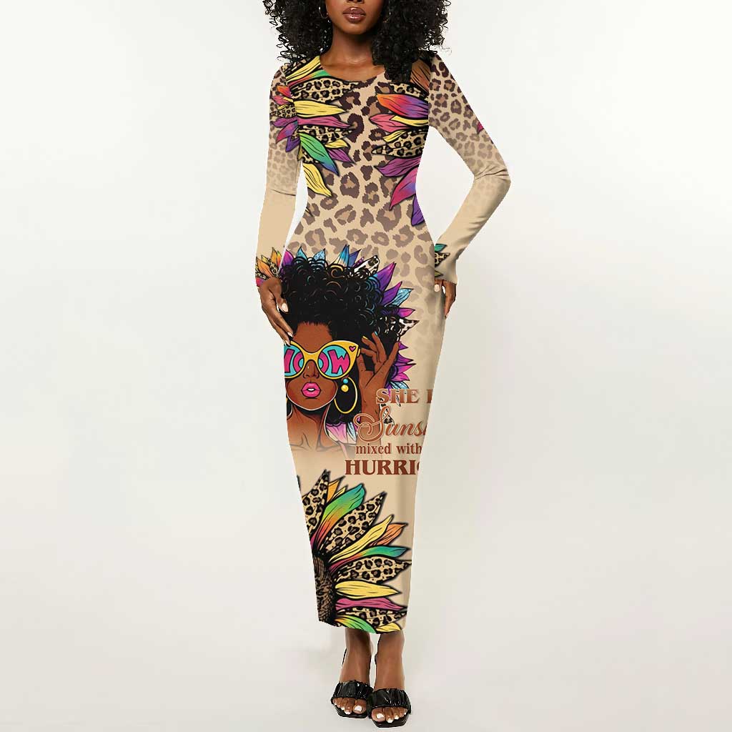 Black Her Story Sunshine Hurricane Long Sleeve Bodycon Dress Empowered Black Woman - Wonder Print Shop