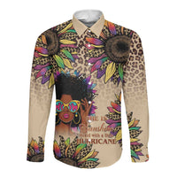 Black Her Story Sunshine Hurricane Long Sleeve Button Shirt Empowered Black Woman - Wonder Print Shop