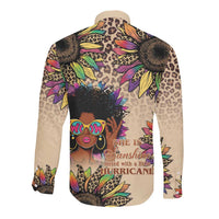 Black Her Story Sunshine Hurricane Long Sleeve Button Shirt Empowered Black Woman - Wonder Print Shop