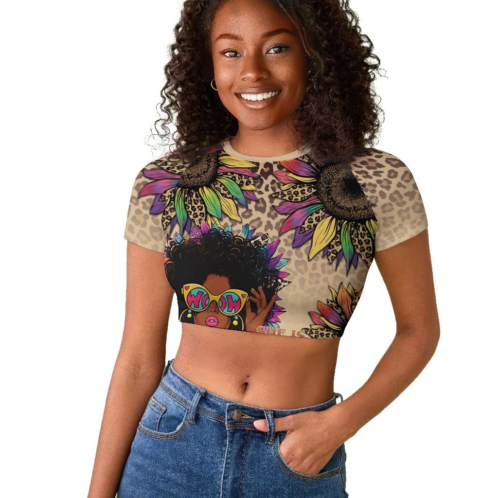 Black Her Story Sunshine Hurricane Raglan Cropped T shirt Empowered Black Woman - Wonder Print Shop