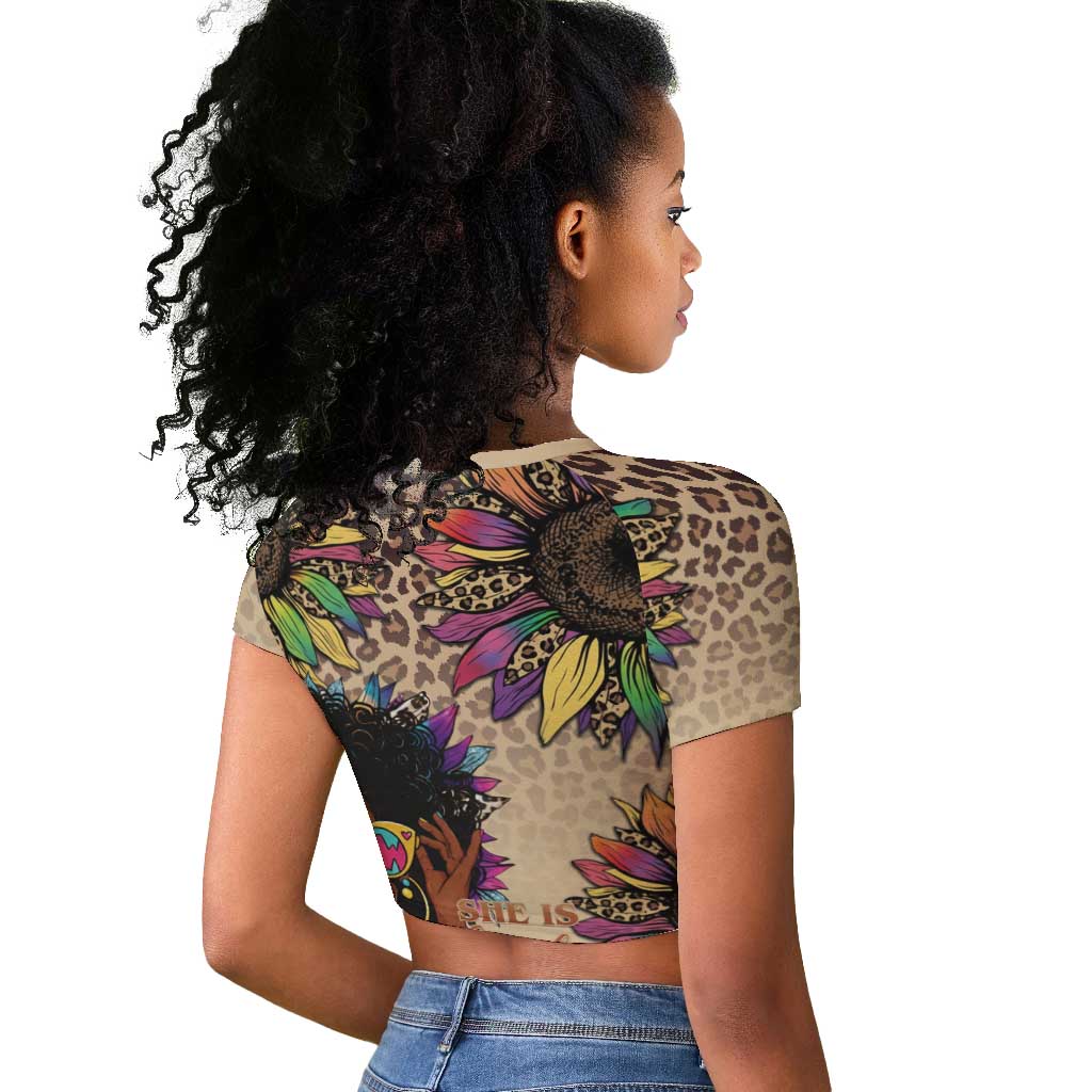 Black Her Story Sunshine Hurricane Raglan Cropped T shirt Empowered Black Woman - Wonder Print Shop