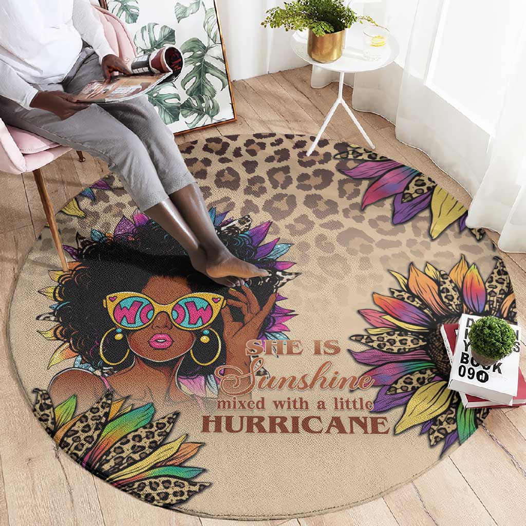 Black Her Story Sunshine Hurricane Round Carpet Empowered Black Woman - Wonder Print Shop