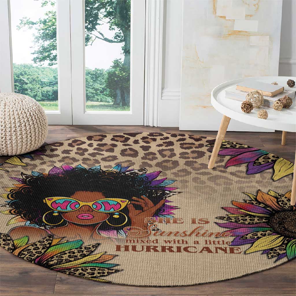 Black Her Story Sunshine Hurricane Round Carpet Empowered Black Woman - Wonder Print Shop