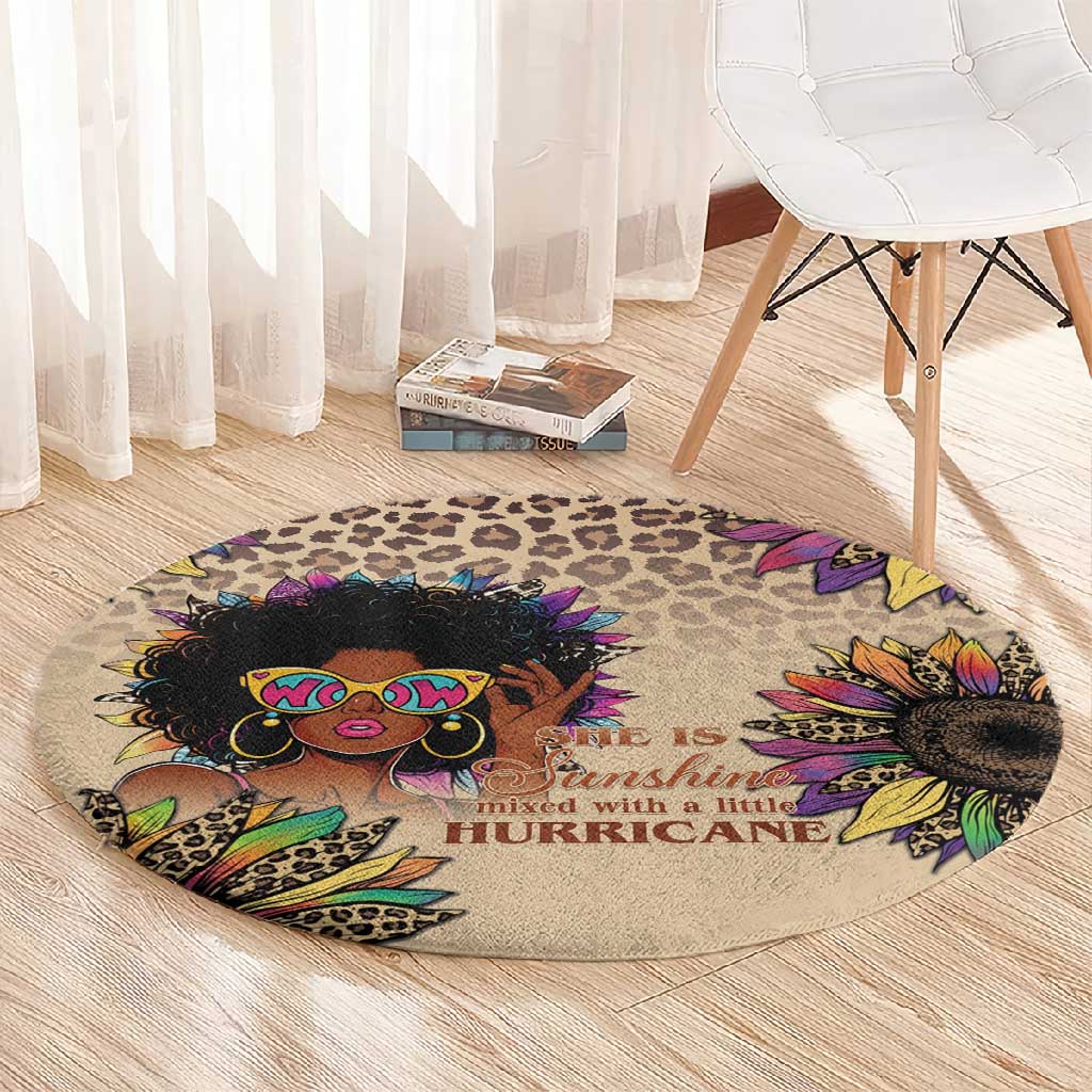 Black Her Story Sunshine Hurricane Round Carpet Empowered Black Woman - Wonder Print Shop
