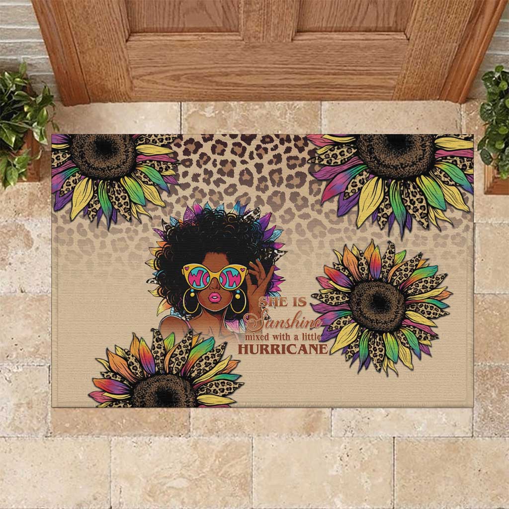 Black Her Story Sunshine Hurricane Rubber Doormat Empowered Black Woman - Wonder Print Shop