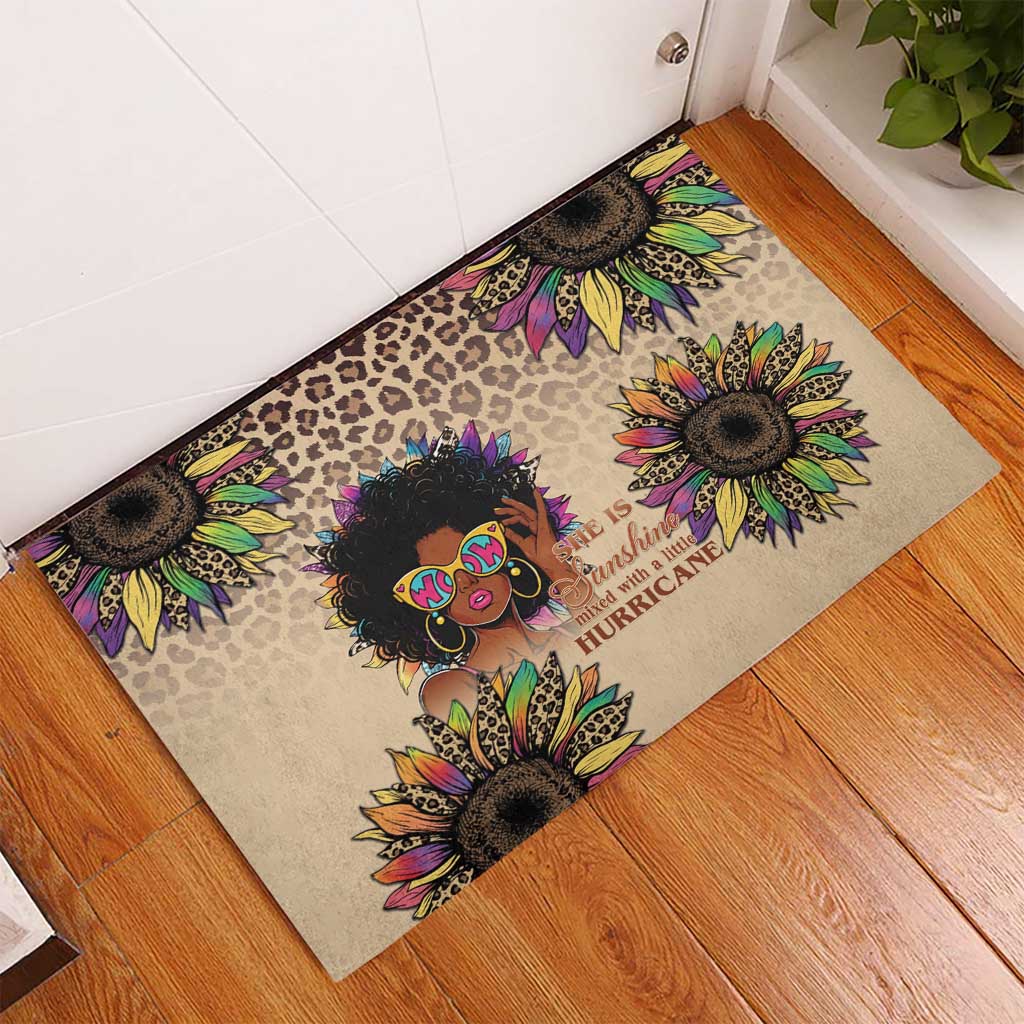 Black Her Story Sunshine Hurricane Rubber Doormat Empowered Black Woman - Wonder Print Shop