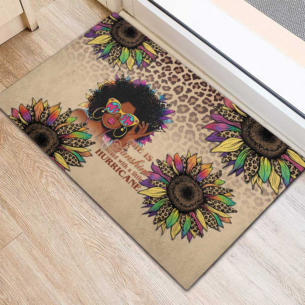 Black Her Story Sunshine Hurricane Rubber Doormat Empowered Black Woman - Wonder Print Shop