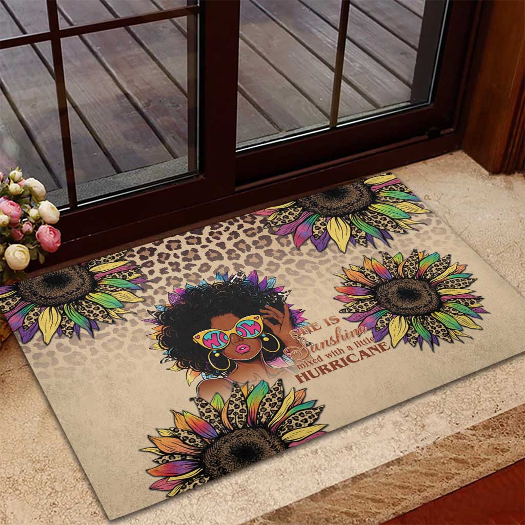 Black Her Story Sunshine Hurricane Rubber Doormat Empowered Black Woman - Wonder Print Shop