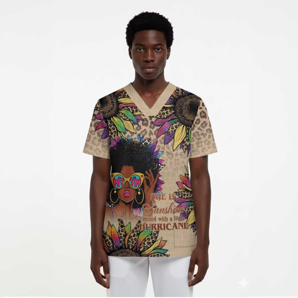 Black Her Story Sunshine Hurricane Scrub Top Empowered Black Woman - Wonder Print Shop