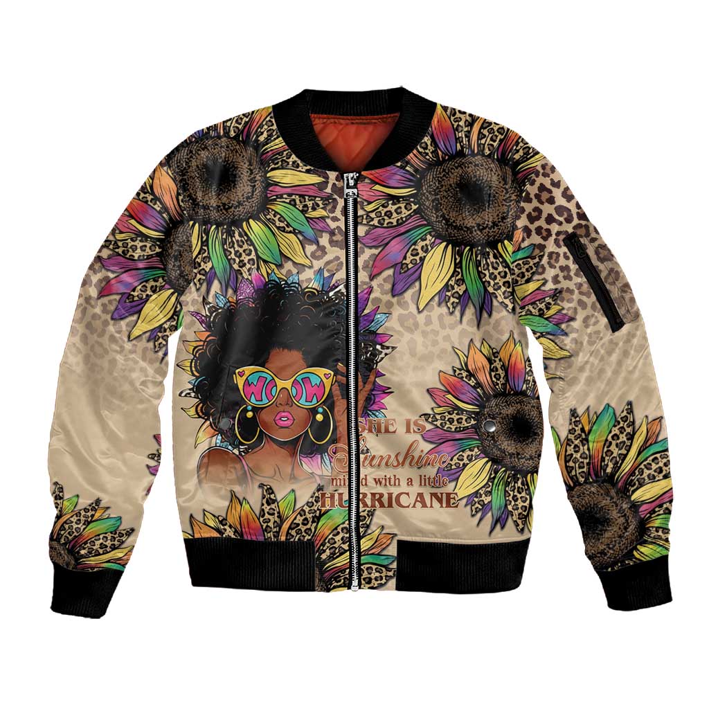Black Her Story Sunshine Hurricane Sleeve Zip Bomber Jacket Empowered Black Woman - Wonder Print Shop