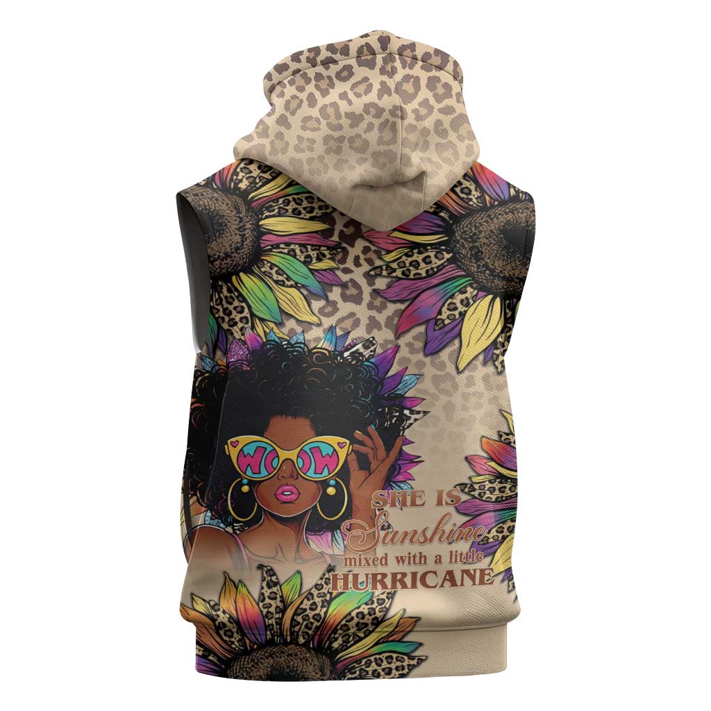 Black Her Story Sunshine Hurricane Sleeveless Hoodie Empowered Black Woman - Wonder Print Shop