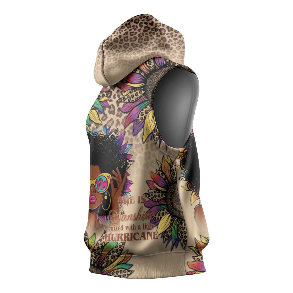 Black Her Story Sunshine Hurricane Sleeveless Hoodie Empowered Black Woman - Wonder Print Shop