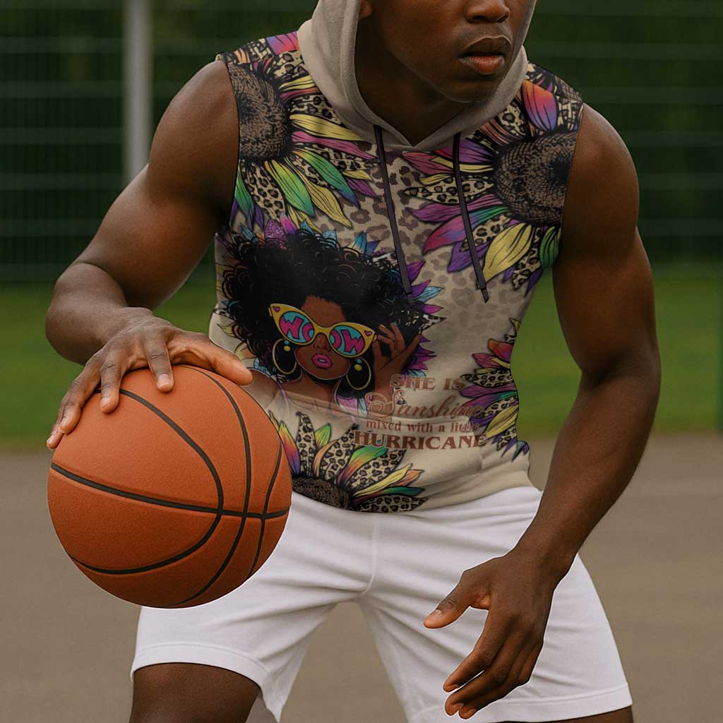 Black Her Story Sunshine Hurricane Sleeveless Hoodie Empowered Black Woman - Wonder Print Shop