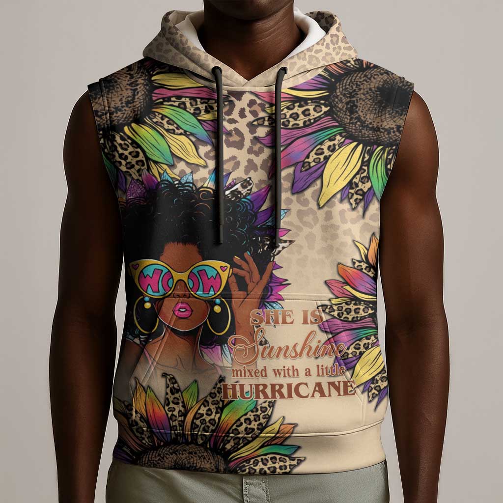 Black Her Story Sunshine Hurricane Sleeveless Hoodie Empowered Black Woman - Wonder Print Shop
