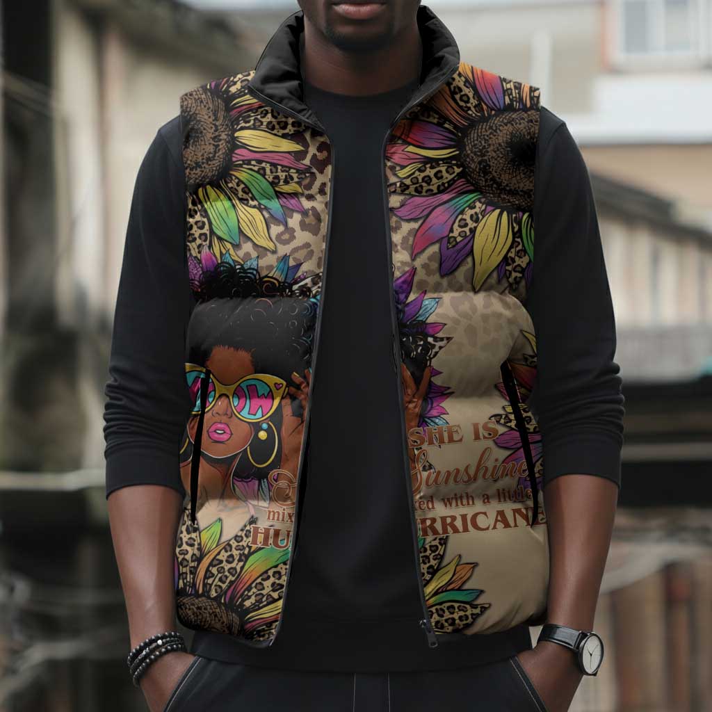 Black Her Story Sunshine Hurricane Sleeveless Puffer Jacket Empowered Black Woman - Wonder Print Shop