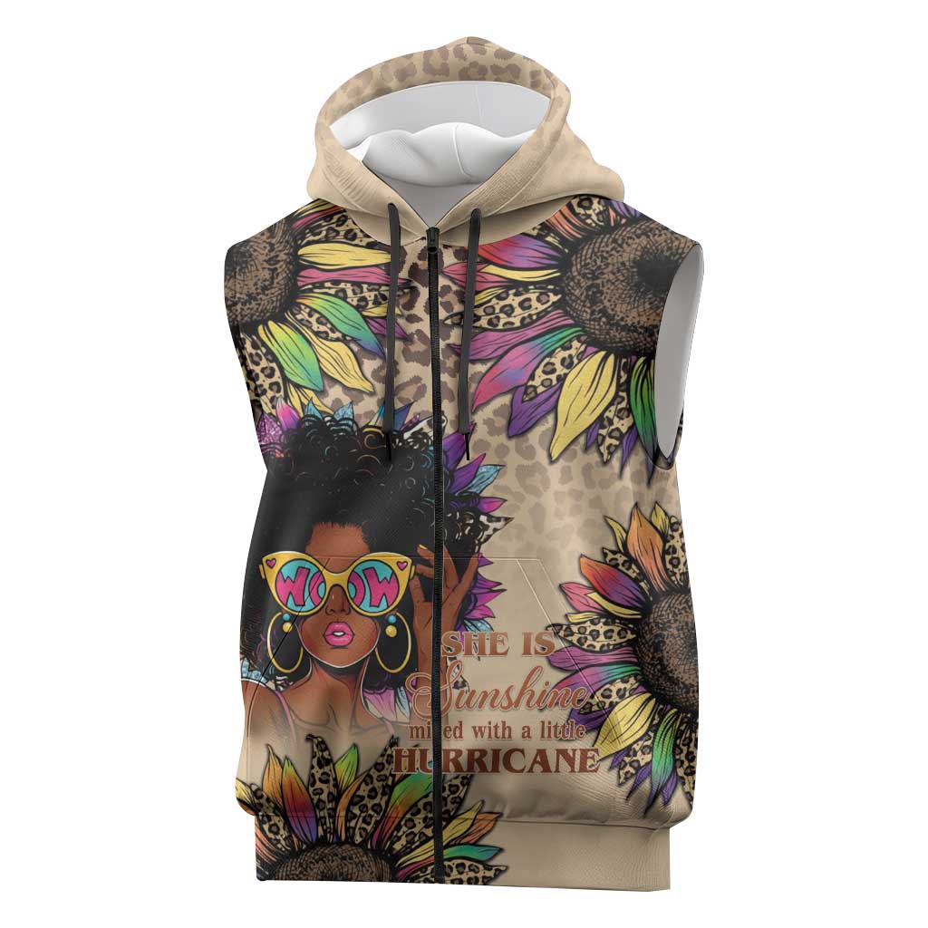Black Her Story Sunshine Hurricane Sleeveless Zip Hoodie Empowered Black Woman - Wonder Print Shop