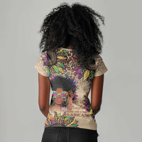 Black Her Story Sunshine Hurricane Women V-Neck T-Shirt Empowered Black Woman - Wonder Print Shop