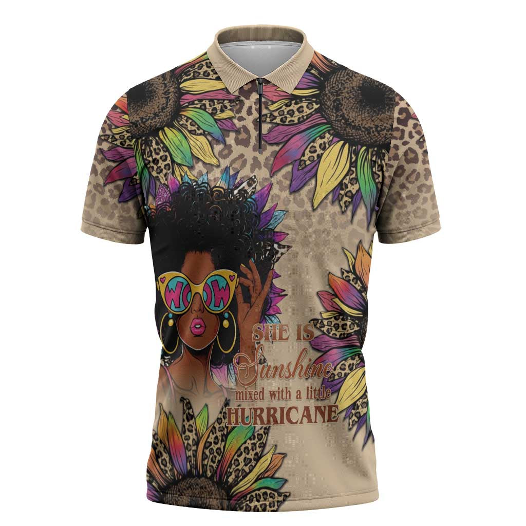 Black Her Story Sunshine Hurricane Zipper Polo Shirt Empowered Black Woman - Wonder Print Shop