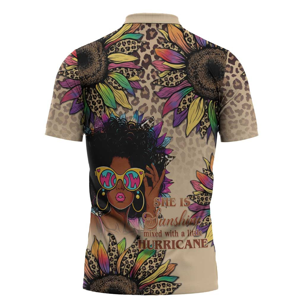 Black Her Story Sunshine Hurricane Zipper Polo Shirt Empowered Black Woman - Wonder Print Shop
