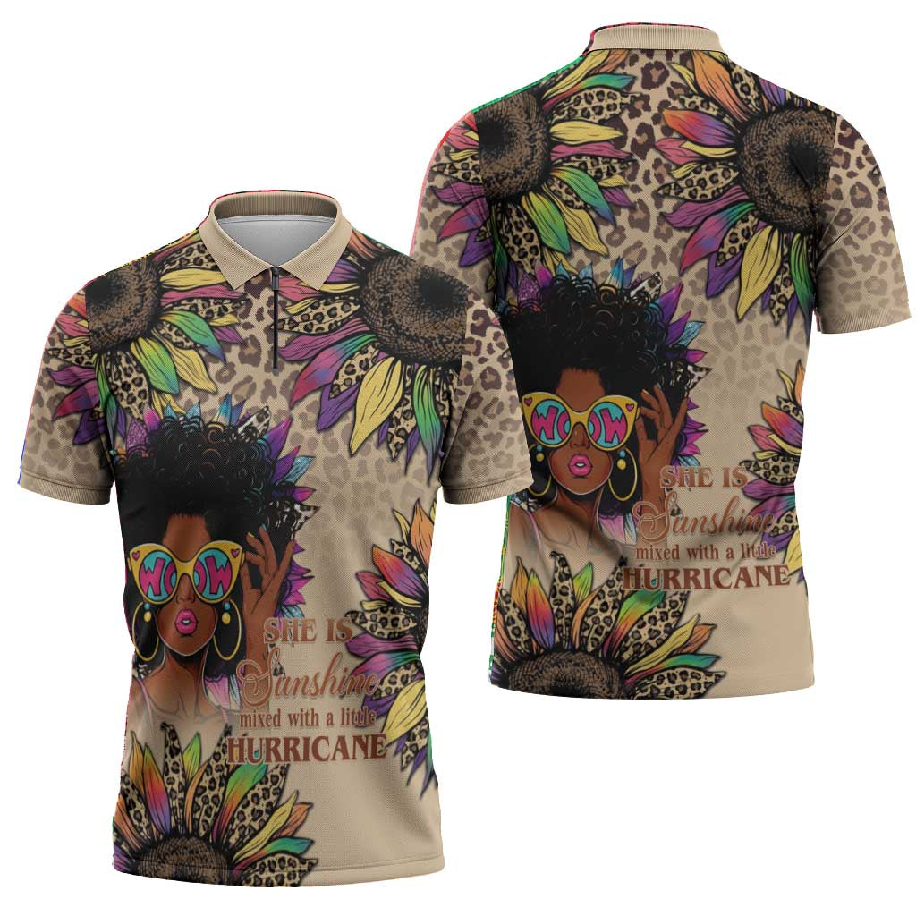 Black Her Story Sunshine Hurricane Zipper Polo Shirt Empowered Black Woman - Wonder Print Shop