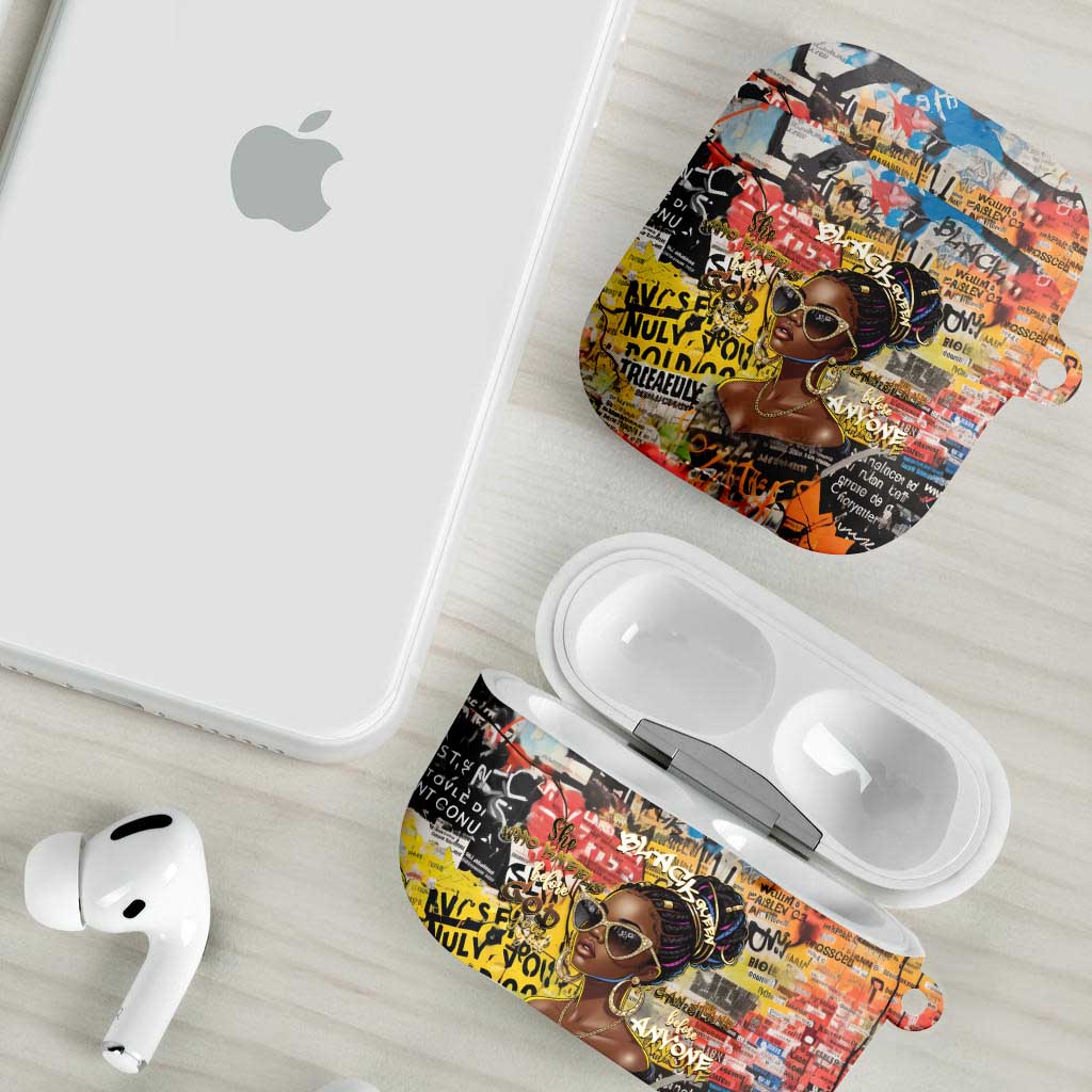 Black Her Story Graffiti Queen AirPods Case Black Woman Empowerment - Wonder Print Shop