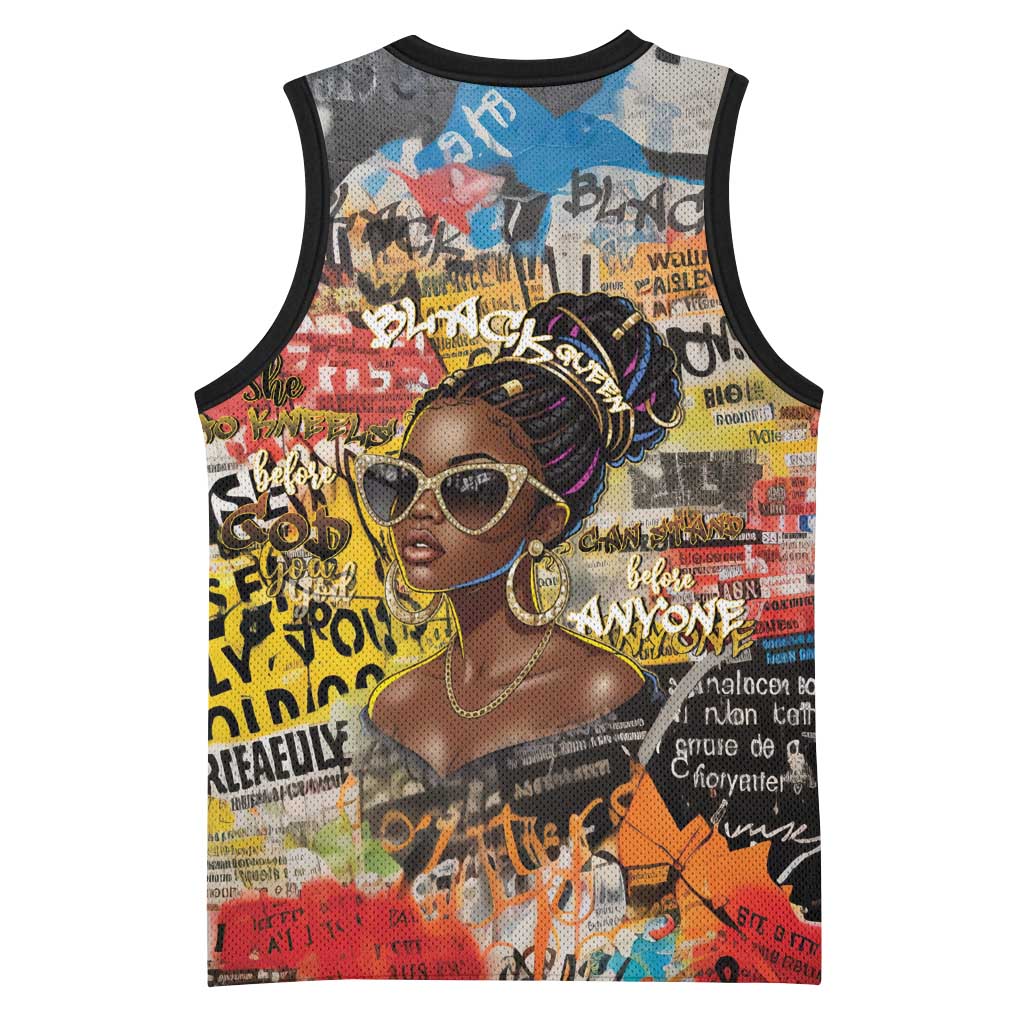 Black Her Story Graffiti Queen Basketball Jersey Black Woman Empowerment - Wonder Print Shop