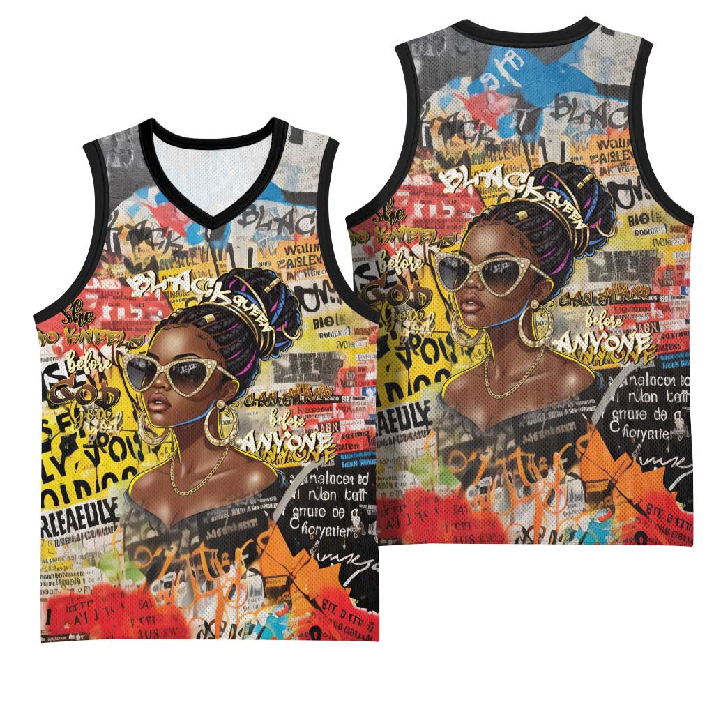 Black Her Story Graffiti Queen Basketball Jersey Black Woman Empowerment - Wonder Print Shop